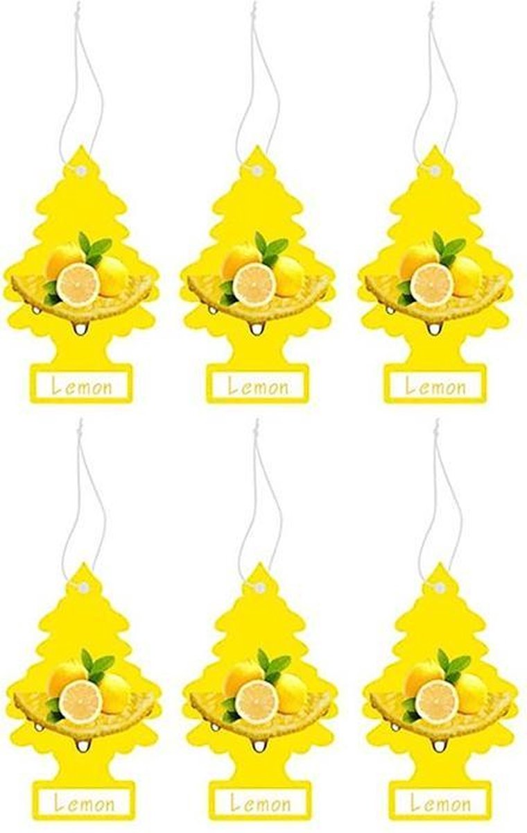 Perfume - Luchtverfrisser auto – Lemon – Citroen - 6 stuks Voordeelverpakking - Geurhanger - Geurverfrisser – Geurboom – Wonderboom - Luchtverfrisser Set