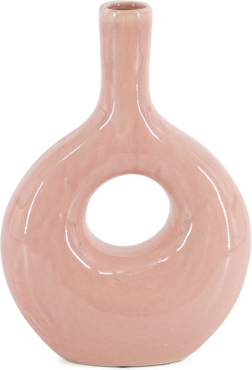 homebound by ky Aardewerk donut vaas pink/roze | bloemenvaas met gat