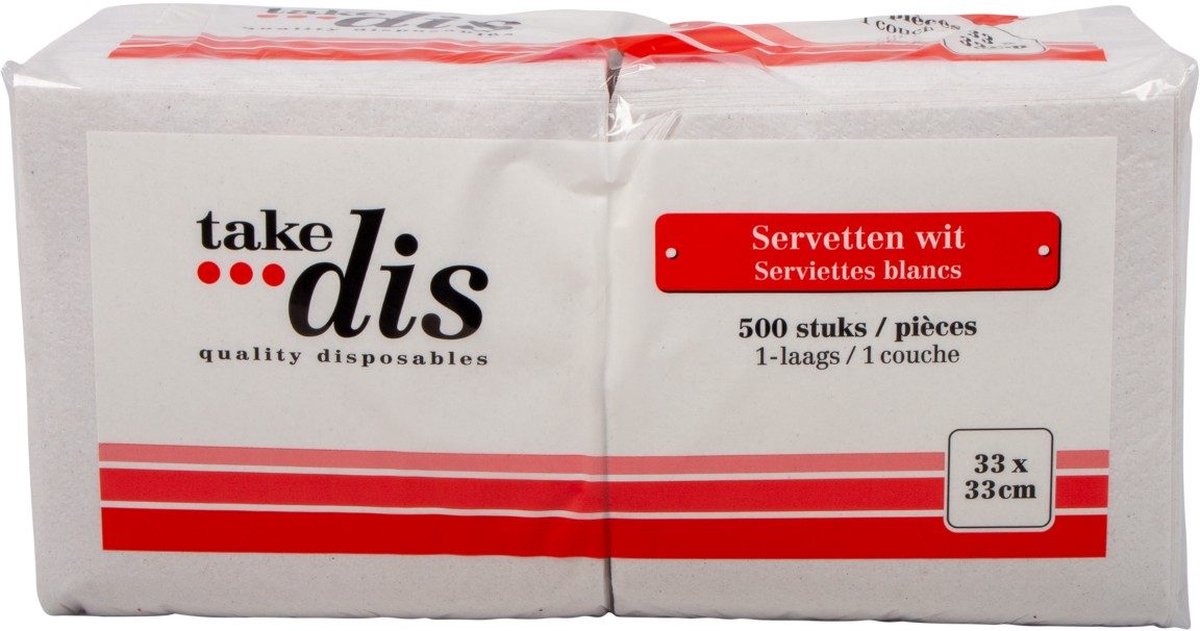 Take Dis Servet 1-laags 33 x 33 cm, wit 500 stuks