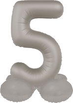 Folat - Staande folieballon Cijfer 5 Moonlight Silver - 41 cm