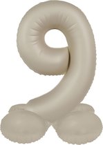 Folat - Staande folieballon Cijfer 9 Creamy Latte - 41 cm