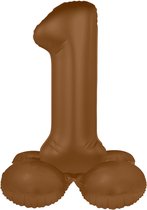 Folat - Staande folieballon Cijfer 1 Chocolate Brown - 41 cm