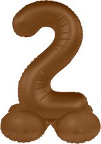 Folat - Staande folieballon Cijfer 2 Chocolate Brown - 41 cm