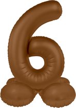 Folat - Staande folieballon Cijfer 6 Chocolate Brown - 41 cm