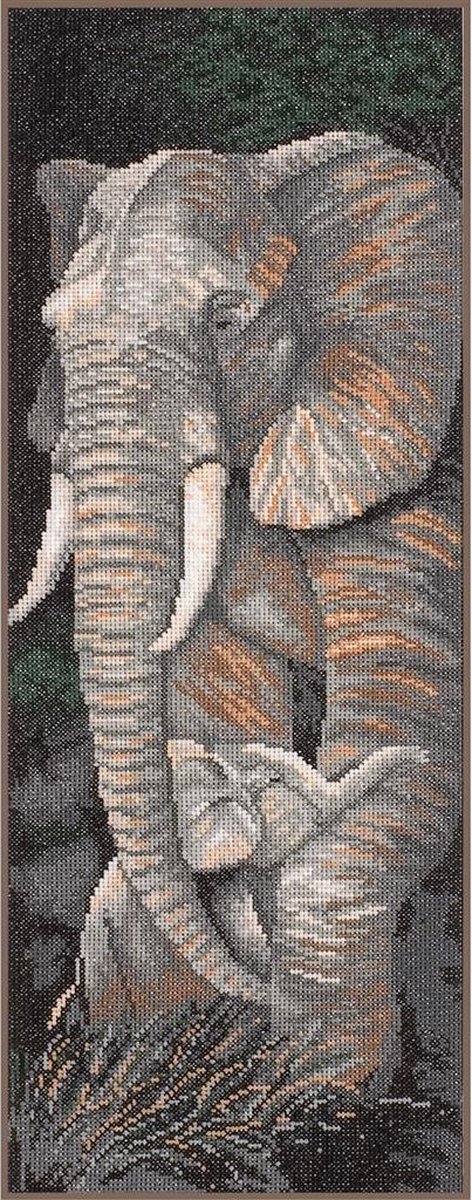 Lanarte Tel  borduurpakket 0008059  wildlife, olifant met jong Telstof