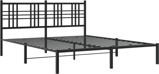 vidaXL - Bedframe - met - hoofdbord - metaal - zwart - 160x200 - cm
