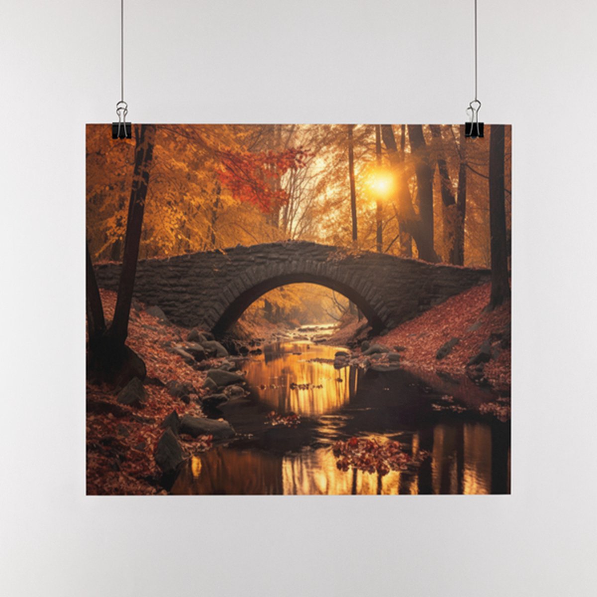 Poster Herfst met brug, A0 Synaps posterpapier
