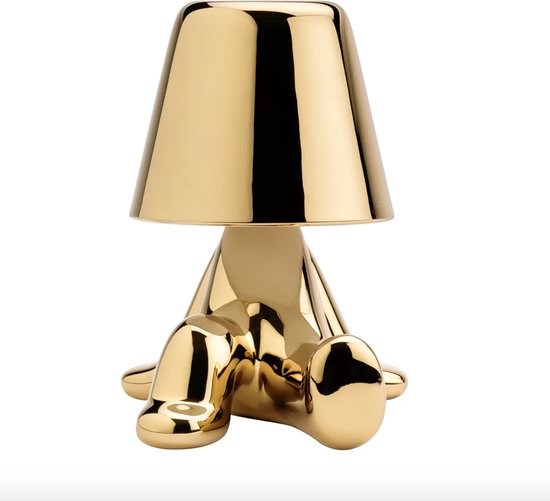 Sfeerverlicht® Golden Boy Ron - Tafellamp Oplaadbaar - Draadloos en Dimbaar - Gadget - Bureaulamp