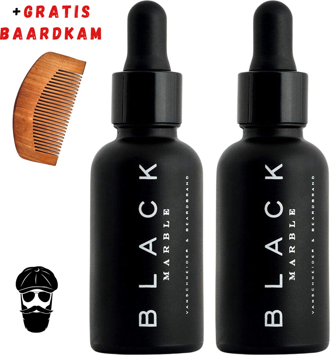 Goedkoopste Black Marble baardolie 2x30ml - Baard olie - Baardverzorging - Beard oil - Baardgroei Baardkam