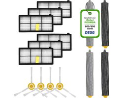 DEGG® - Onderhoudsset XL - Geschikt voor iRobot Roomba 800/900 Serie - Geschikt voor iRobot Roomba Onderdelen - 4x Roller, 6x Hepa-filter, 4x Spinner (zijborstel) - MEGAPAKKET