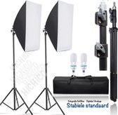 HiCHi® Softbox Studiolamp – Fotografie Softbox Complete Set met 55W 5699k Lamp, Draagtas en Sterke Statief