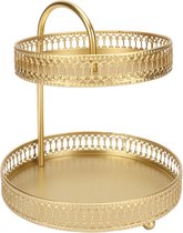 Gouden taartstandaardset, 2-laags fruitschaal met grote capaciteit, decoratieve multifunctionele cupcakestandaard voor thuisfeestkeuken