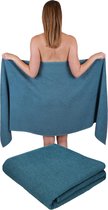 2 stuks saunahanddoeken, set , afmetingen 70 x 200 cm, XXL saunahanddoek, zacht, grote badstof, badhanddoek, 100% katoen, kleur duifblauw