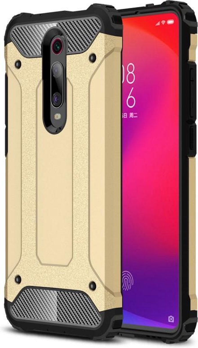 Armor Hybrid Back Cover - Xiaomi Mi 9T Pro Hoesje - Goud op Prijzenvolger.com