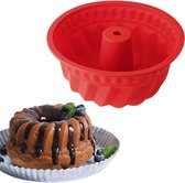 Siliconen tulbandcakevorm, rood, cakevorm van siliconen, BPA-vrij, siliconen bakvorm, rode bakvorm van siliconen, hoogwaardige siliconen cakevorm voor sappige tulbandcake, ronde bakvorm met anti-aanbaklaag