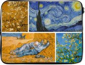 Laptophoes 17 inch - Van Gogh - Collage - Kunst - Laptop sleeve - Binnenmaat 42,5x30 cm - Zwarte achterkant