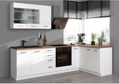 ATLAS Cuisine d'angle complète 8 éléments (réversible droite/gauche) - Décor Wit - L270 cm - Plan de travail non inclus