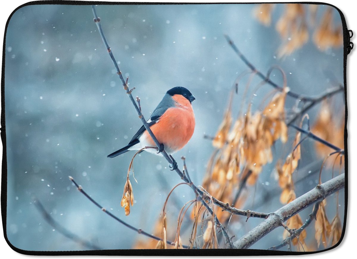 Laptophoes - Laptop - Vogel - Dieren - Sneeuw - Takken - Laptop sleeve - 13 Inch