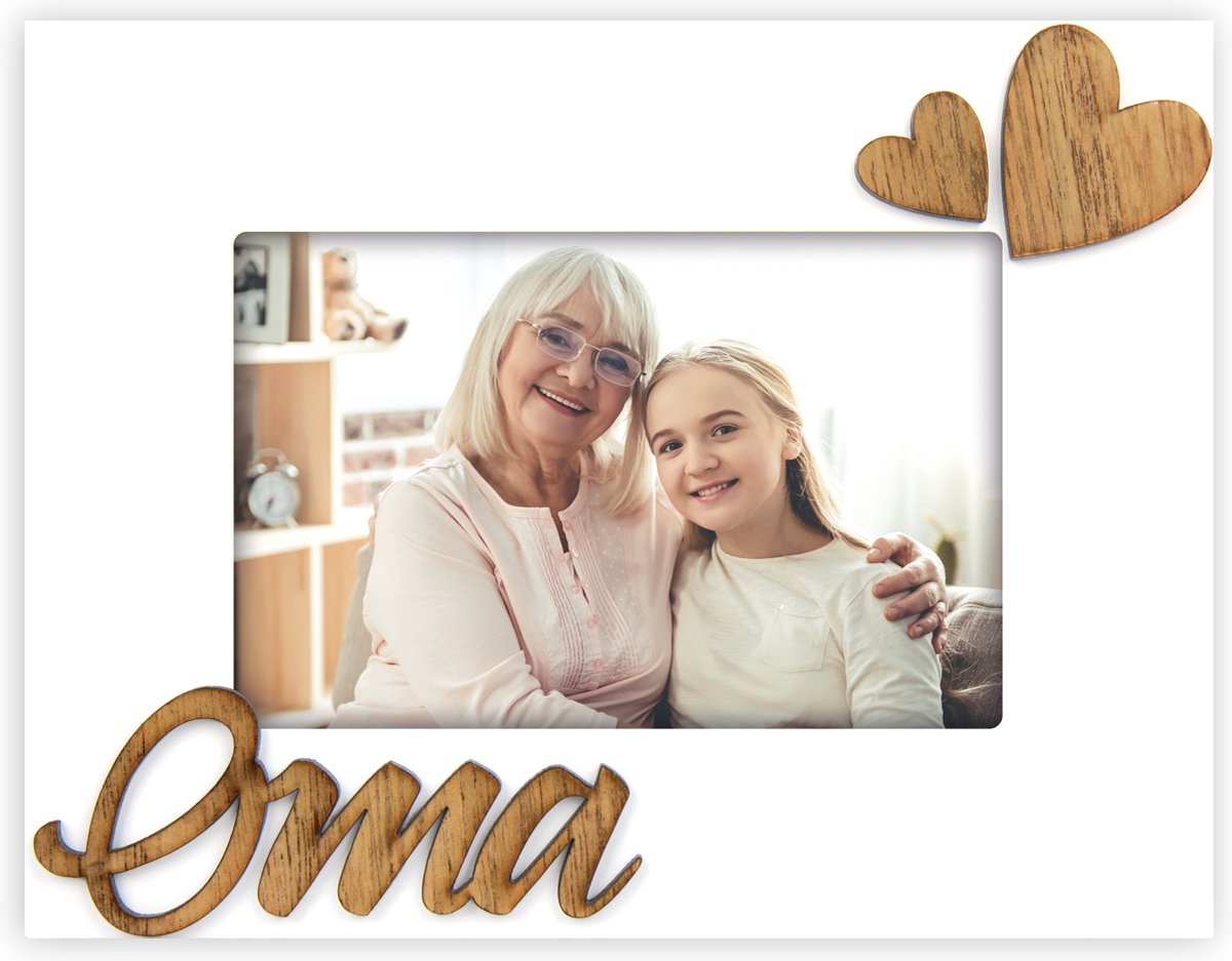 Zep Houten Fotolijst met tekst Oma Wit voor foto 10x15 - MN462DE