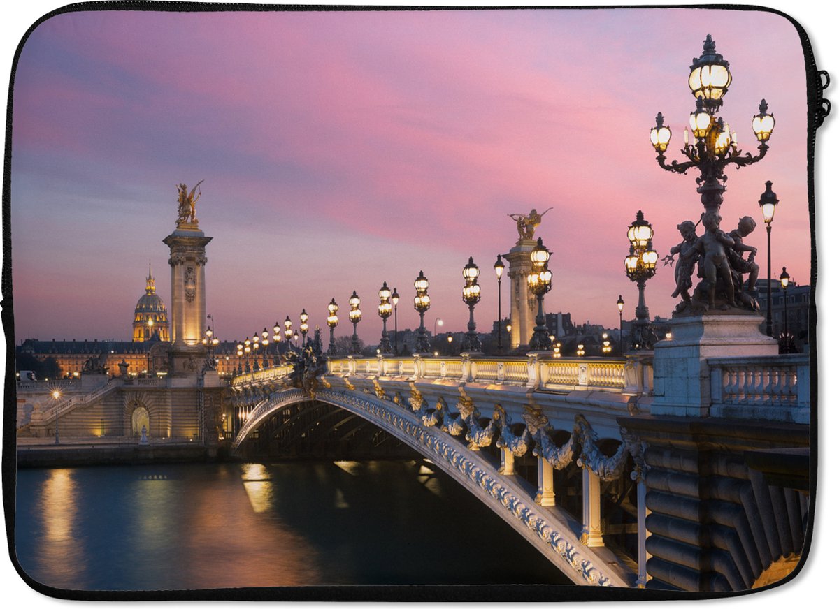 Laptophoes 14 inch 36x26 cm - Parijs - Macbook & Laptop sleeve Pont Alexandre Parijs - Laptop hoes met foto