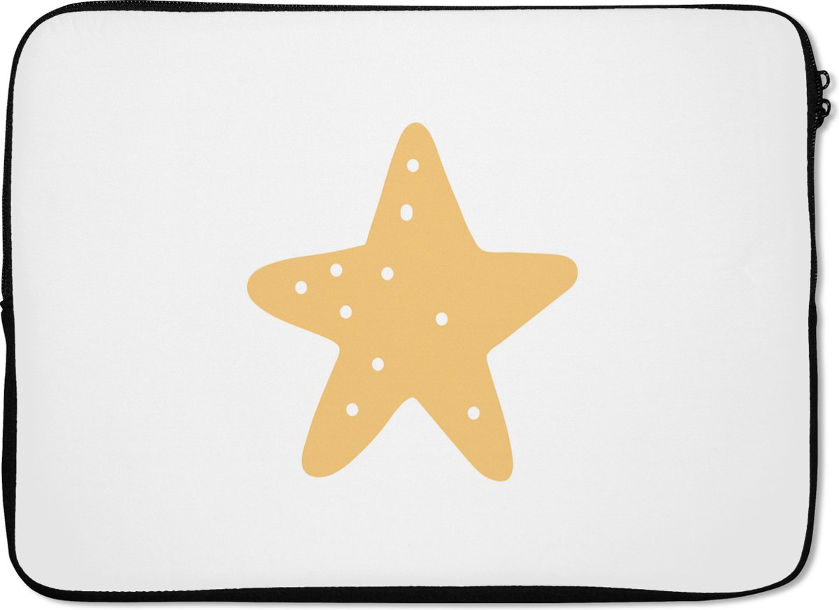 Laptophoes 13 inch - Ster - Meisjes - Jongens - Oranje - Stippen - Kinderen - Laptop sleeve - Binnenmaat 32x22,5 cm - Zwarte achterkant