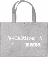 Voor Een FanTAStische Mama - Licht Grijze Vilten Tas A3 - Cadeautje Voor Mama - Shopper Van Vilt - Licht Grijze Vilten Tas Met Hengsels A3 Formaat
