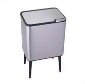 AKSA Home® Touch Bin Prullenbak - Poubelle - Prullenbak de tri des déchets - Poubelles de tri - Poubelle - 36L - Argent