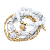 Bracelet avec coeur - Set de bracelets - Coeur en or rose - Bracelet coeur dames - Corde et perles - Tour de poignet 17 cm à 20 cm - Aspect marbré - Love a little more