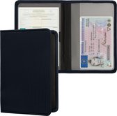 kwmobile hoes voor kentekenbewijs en rijbewijs - Hoesje met pasjeshouder in donkerblauw - Omslag van neopreen