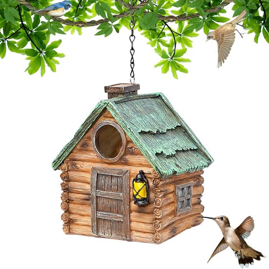 Relaxdays decoratief vogelhuisje, landhuis, om op te hangen, HxBxD: 25