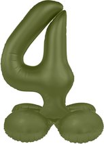 Folat - Staande folieballon Cijfer 4 Olive Green - 41 cm