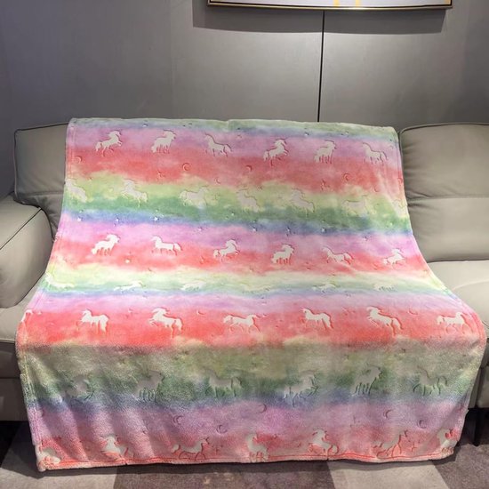 iEvery Eenhoorndeken, knuffeldeken voor kinderen, meisjes, pluizige deken, Glow in The Dark eenhoorn, oplichtend, zachte woondeken, fleecedeken, eenhoorndeken, cadeau voor kinderen, 150 x 130 cm iEvery Eenhoorndeken, knuffeldeken voor kinderen, meisjes, pluizige deken, Glow in The Dark eenhoorn, oplichtend, zachte woondeken, fleecedeken, eenhoorndeken, cadeau voor kinderen, 150 x 130 cm