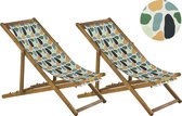 ANZIO - Strandstoel set van 2 - Lichthout/Multicolor - Polyester