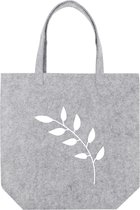 Vilten tote bag met takje - lichtgrijze vilten tas - origineel cadeau voor vriendin - duurzame tas