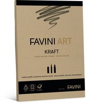 Favini ART bruin Kraft pad gevergeerd ruw papier 50 vel 120 g/m2 voor potlood, olieverf, houtskool, droge technieken