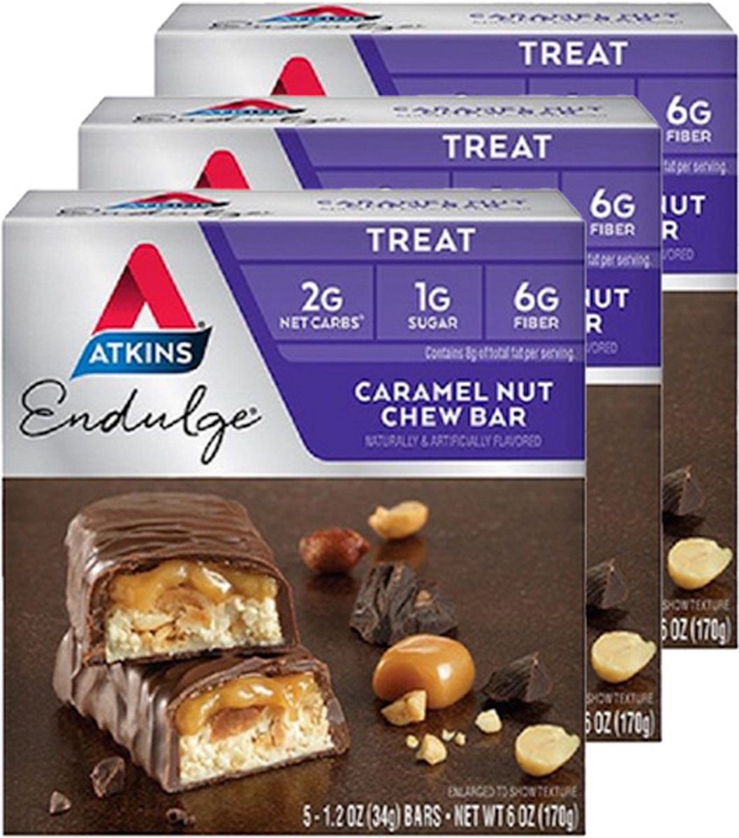 Atkins | Endulge | Caramel Nut Chew | 3 stuks | 3 x 34g