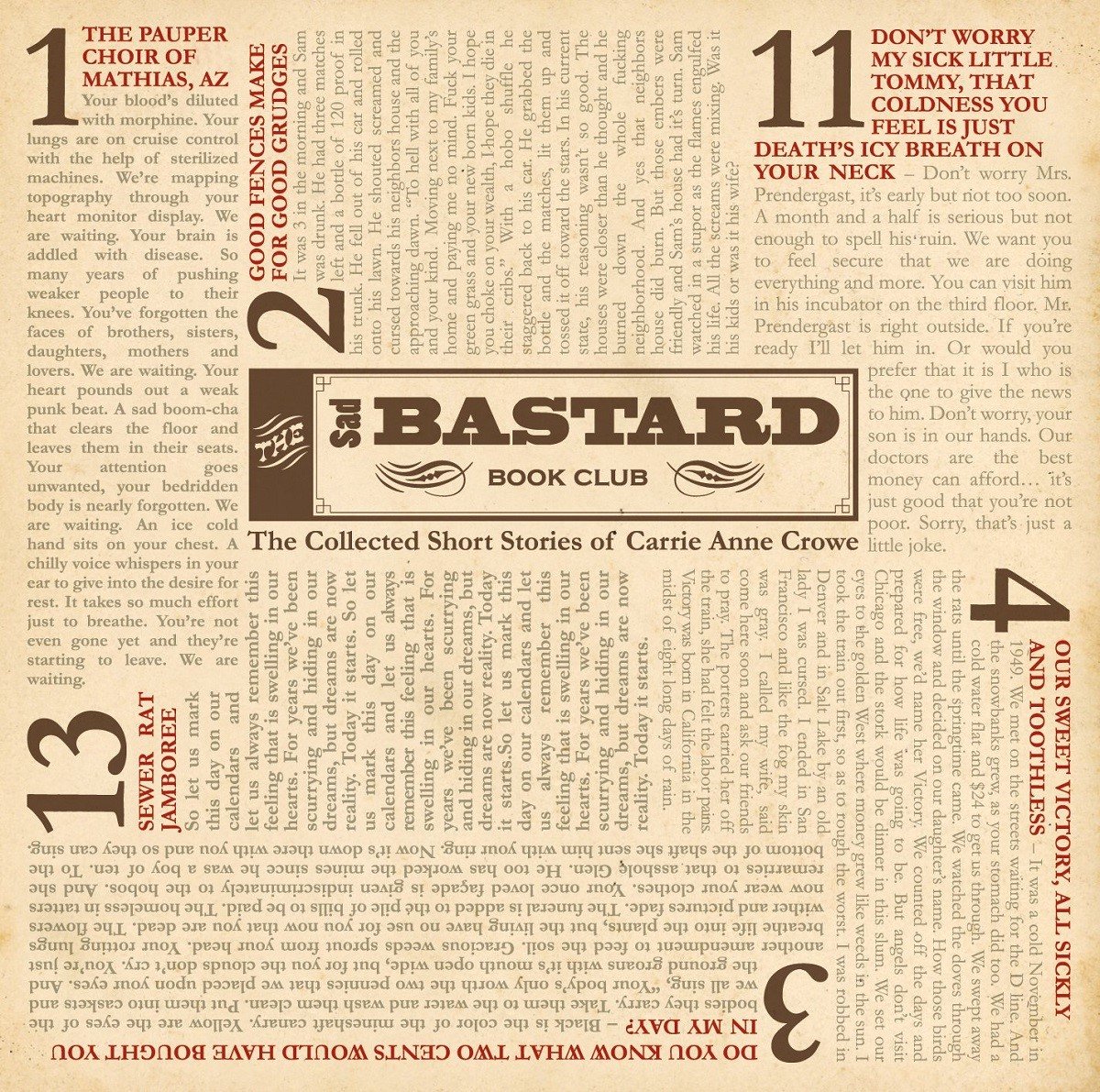 Sad Bastard Book Club - Collected Short Stories of Carrie Anne Crowe (CD)