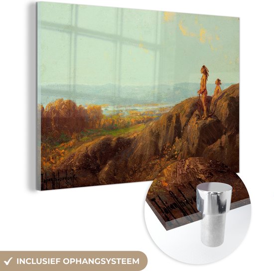 MuchoWow® Glasschilderij 30x20 cm - Schilderij acrylglas - Landscape with Indian Scouts - Schilderij van Julian Onderdonk - Foto op glas - Schilderijen