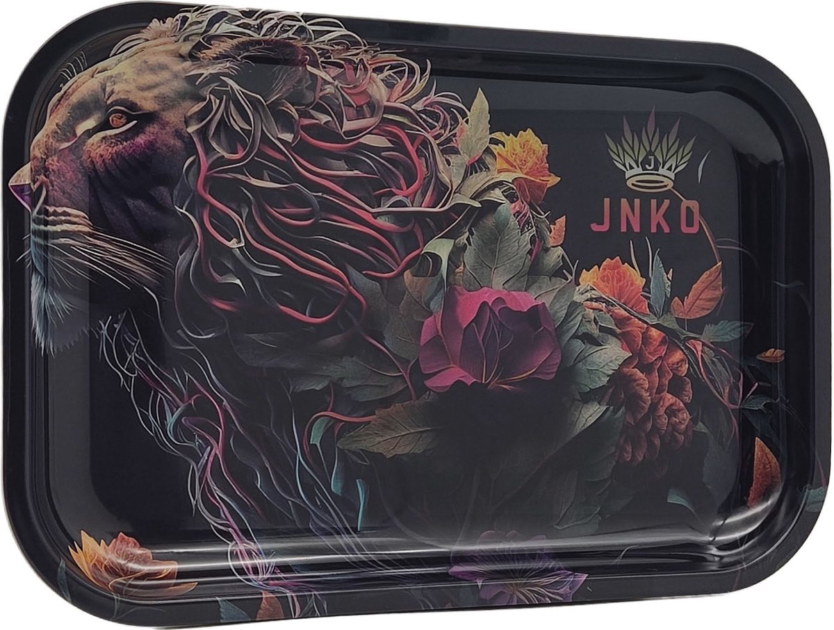 Metalen Luxe Dienblad | 29x19cm | Wilde Dieren Serie | Leeuw met Bloemen | Decoratief Dienblad | JNKO