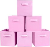 stoffen opbergdoos-organizer, 6 opvouwbare opbergdooskubussen - roze