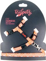 Tailpetz | Cat Harness & Lead -Japan| Kattentuigje en lijn - One Size Fully Adjustable - Set voor Katten - Kattenharnas - Kattentuig - Kat - Harnas - collar - tuig