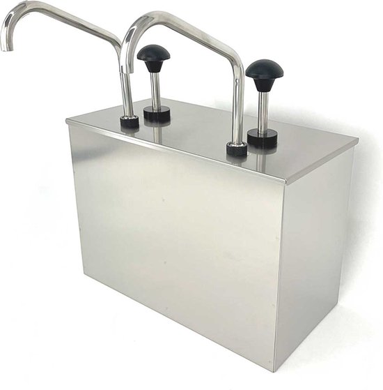 Foto: Hcb professionele horeca sauspomp 2 x 4 liter rvs inox sausdispenser dispenser 35 5x18x38 cm bxdxh 6 kg 7722