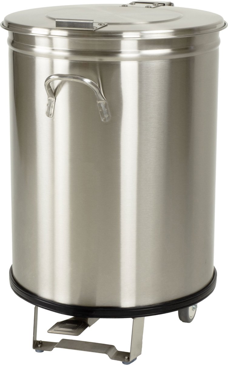 HCB® - Prullenbak met voetbediening - 100 liter - vuilnisbak - prullebak - prullenmand - 48x48x70 cm (BxDxH) - 15 kg