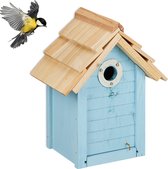 Relaxdays nestkast mezen - invlieggat 27 mm - houten vogelhuisje pimpelmees - mezenkast