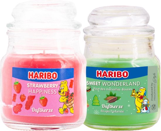 Haribo kaarsen 85gr set 2 - 1x klein Aardbei 1x klein Sweet Wonderland