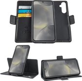 Geschikt voor Samsung Galaxy Galaxy S24+ - Book Case Hoesje - Uitneembaar Hoesje - Magnetische Sluiting - Portemonnee Rustic Zwart