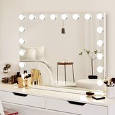 Miroir de maquillage Bluetooth avec Siècle des Lumières 18 lumières LED Miroir Hollywood avec port de chargement USB 3 températures de couleur Grand Miroir de maquillage pour miroirs de table ou miroir mural