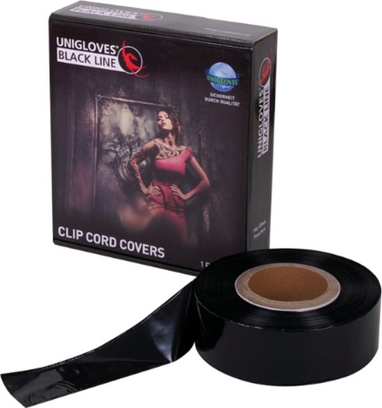 Unigloves Clip Cord Cover - Tattoo Gun Sleeve - Black - 365 m x 5,5 cm - 1 rol - Tattoo Machine Cord Sleeve