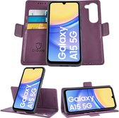 Geschikt voor Samsung Galaxy A15 - Book Case Hoesje - Uitneembaar Hoesje - Magnetische Sluiting - Portemonnee Paars