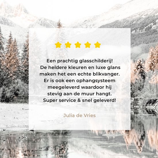 MuchoWow® Peinture sur verre 160x120 cm - Peinture sur verre acrylique - Nature - Hiver - Arbres - Montagnes - Neige - Photo sur verre - Peintures